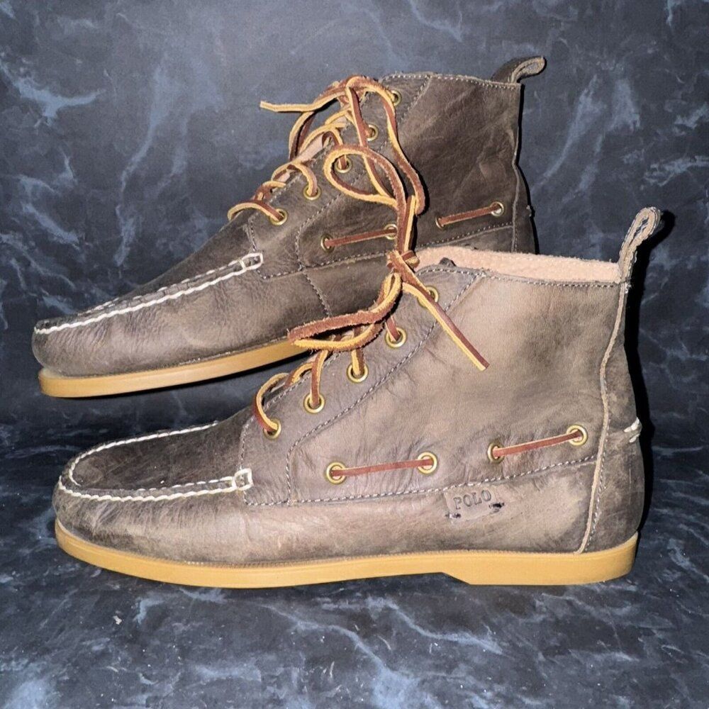 Polo by Ralph Lauren Mens Barrott Bo Brown Distressed Leather Chukka Boots 10.5D